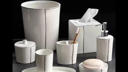 Porcelain Ceramic Bath Accessory Soap Dispenser Set