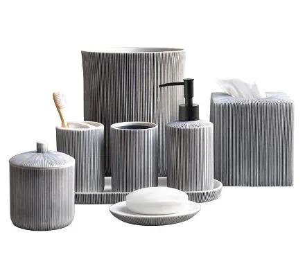 European Style Luxury Basket Weave Bath Room Electroplated Cover Ceramic Bathroom Set