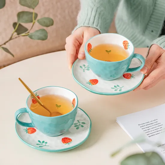 Luxury European Coffee Cup and Saucer Set Small Luxury Exquisite Ceramic Tea Cup Set