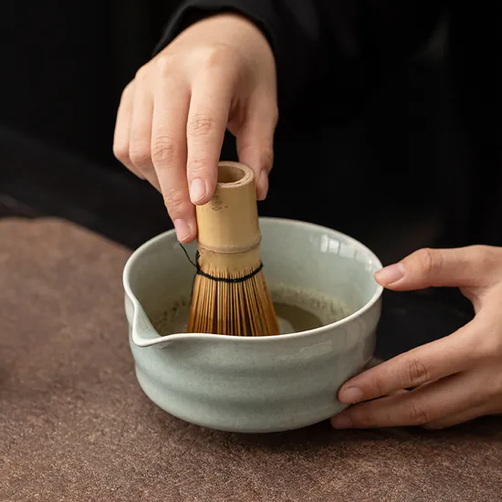 Stoneware Japanese Style Large Ceramics. Tea Whisk Standing Matcha Bowl Accessories. Hyakon