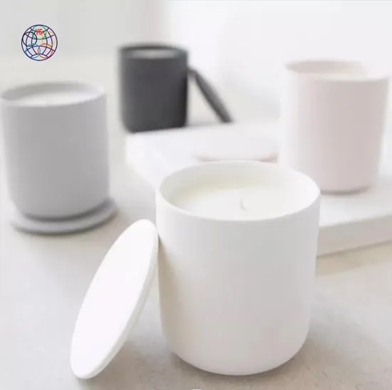 Free Sample Customization Matte Candle Holder Wedding Ceramic Empty Candle Jars with Lids