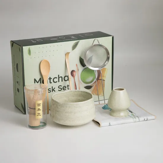 Factory High Quality Japanese Matcha Tool Kit Custom Ceramic Green Tea Bowl Whisky Gift Set Box for Matcha Ceremonial Grade