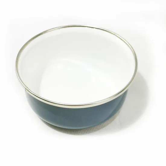 Custom Flower Decal Enamelware Ice Bowl Food Container with Plastic Lid