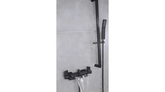 Bath & Shower Rain Faucets Design Deck Mount Single Handle Bathroom Mixer Chrome Finished Brass Exposed Rain Shower Set