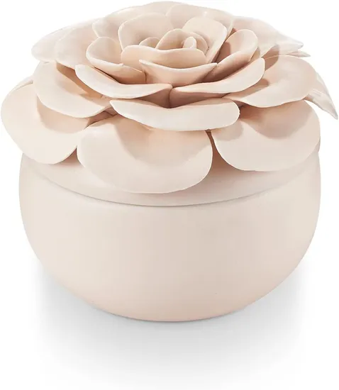 Flower Pattern Ceramic Soy Candle Jars with Lid Porcelain Candle Holder Container 