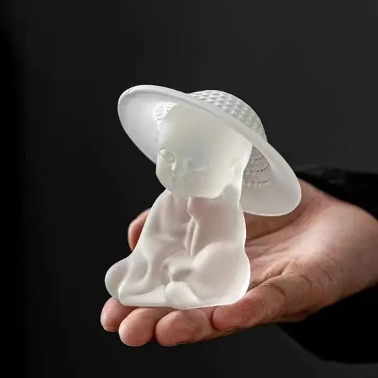 Glass Buddha Statue Creative Crystal Tea Strainer Filter Tea Pet Household Kung Fu Tea Set 