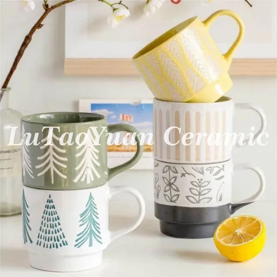 Porcelain Screen Printing Tree/Logo/Pattern Mug Art Color Ceramic Tableware Pure Glazed Coffee Cup Kitchenware Customized Color/Pattern/Logo/Design/Style/Shape 
