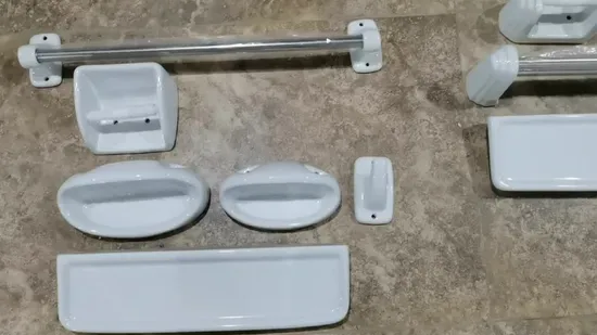 Wholesale Sanitary Wall Mounted Bath Accessories 7 PCS White Ceramic Bathroom Fittings Sets 