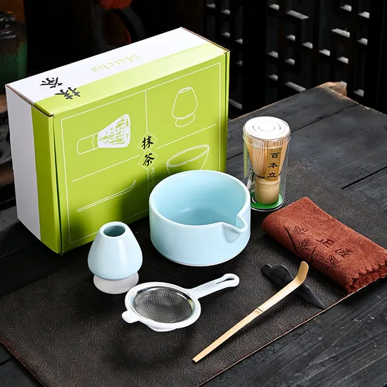 Matcha Tea Set Matcha Whisk Matcha Bowl Ceramic Whisk Holder Handmade Ceremony Kit 
