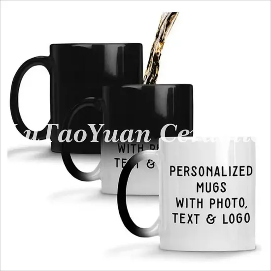 Porcelain Customize! Magic Mug Change Color Pure Color Ceramic Mug Tableware Pure Glazed Coffee Cup Kitchenware Customized Color/Pattern/Logo/Design/Style/Shape 