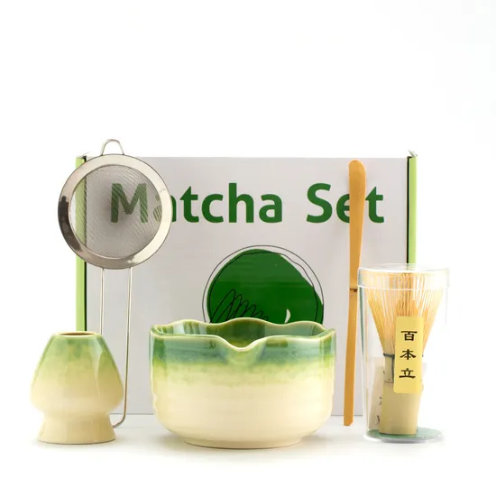 Ceramic Matcha Tool Set with Mouth Bowl, Tea Ordering Tool, Japanese Matcha Bowl with Set, Tea Whisk, Baiben Li 