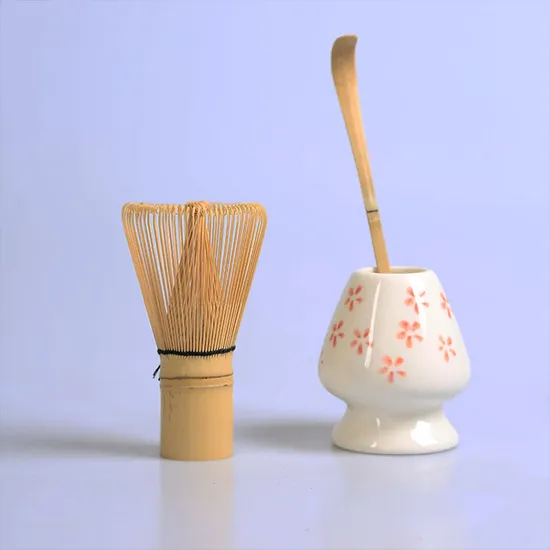 Generic Matcha Tea Set Blue Waves Design Ceramic Handmade Japanese Matcha Bowl Whisk Matcha Set 