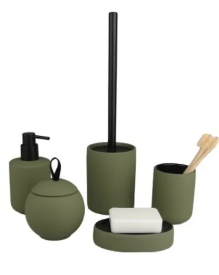 Ceramic Bathroom Accessories Grey Color Bathroom Set for Hotel Home Bath Decor Ceramic Bath Set