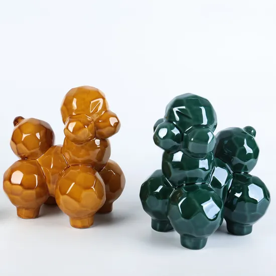 Geometric Cutting Design Creative Dog Home Office Decorative Ceramic Dog Ornaments 