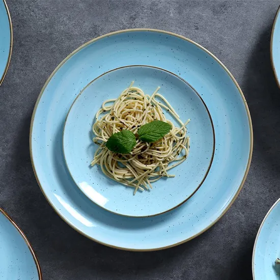 Ceramic Cup Restaurant Dishes Plates Set Blue Ceramic Pots Porcelain Tea Cup Set for Hotel 