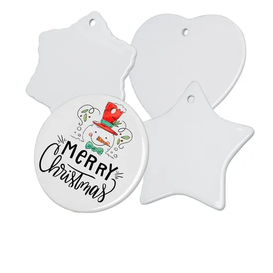 Outdoor Indoor Round Shape Sublimatable Hanging Home Decoration 3 Inch Blanks Sublimation Christmas Ceramic Ornaments 