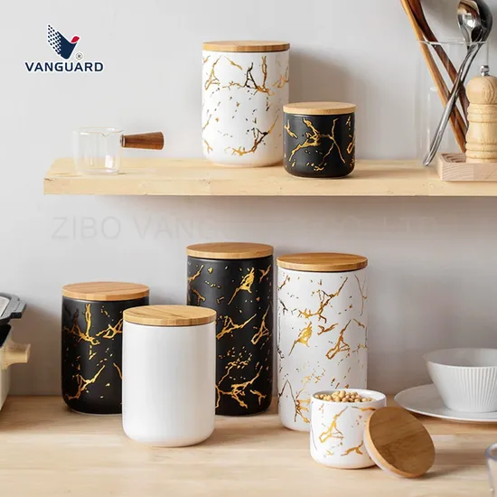 Wholesale Black Coffee Bean Storage Jar White Coffee Storage Jar Custom Ceramic Storage Jar 