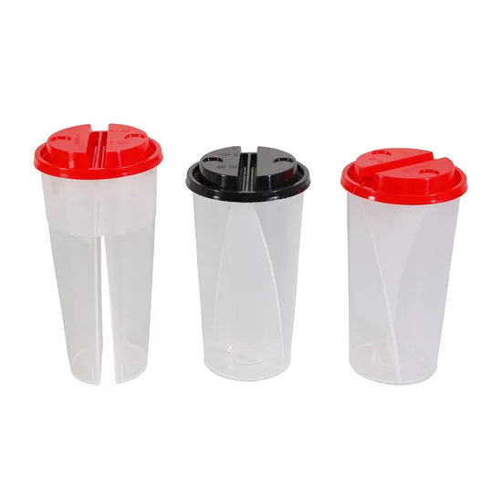 Double Couple Cup 600ml Large Transparent Cups Party Favors Disposable Coffee Cups Milk Tea Juice Plastic Cups with Lid 
