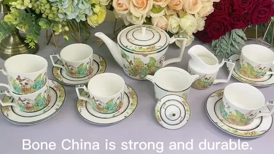 Ohere Coffee Sets with Jug&Canister Bone China Cup&Saucer Family&Coffee Shop Use Tea Set 