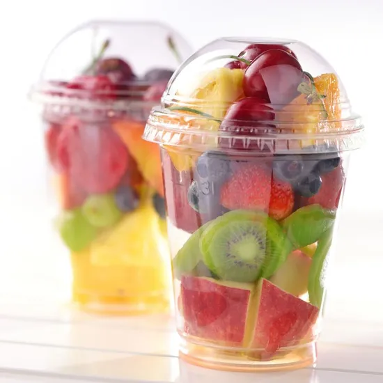 Custom Logo 10/12/14/16/20/24/32 Oz Clear Disposable Pet Plastic Cup with Lid for Juice Bubble Tea Smoothie Coffee 