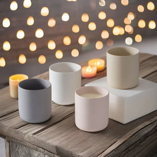 Home Decor Matte White Candle Vessels Ceramic Scented Candler Jar Empty Candle Container 