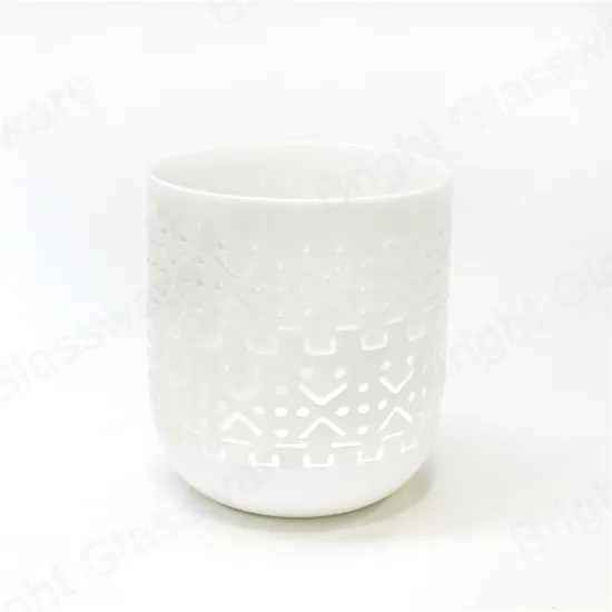 Home Decoration White Empty Ceramic Candle Jars 