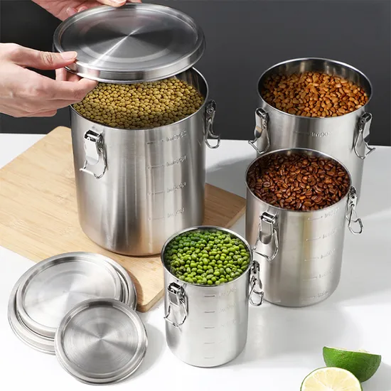 Wholesale Round Airtight Food Canisters Metal Stainless Steel Tea Coffee Sugar Canisters Sets for The Kitchen Storage 