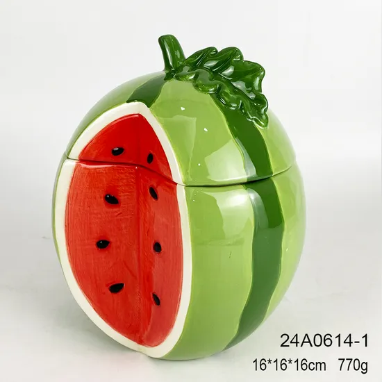 Ceramic Watermelon Cookie Jar for Stylish Kitchen Storage Solution 